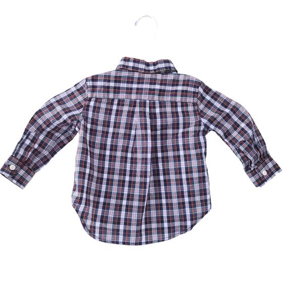 Chaps 12 Months Baby Boy Button Up Plaid Shirt Blue Red Multicolor Long Sleeve - Picture 2 of 5